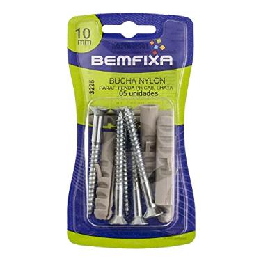 Imagem de BemFixa Fenda Phillips Bucha de Nylon com Parafuso Cabeça Chata 10 mm, 5 Peças,
