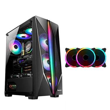 Imagem de Gabinete Gamer ATX Case, Mid-Tower PC Gaming Case ATX/M-ATX/ITX - Front I/O USB 3.0 Port - Fully Transparent Side Panels - Water Cooling Is Ready - With Colored Fans (Style : 8 fan)