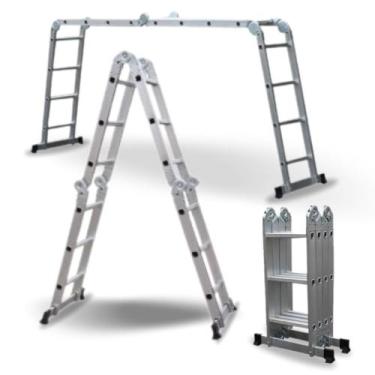 Imagem de Escada Extensível Sem Plataforma Dobrável Alumínio 4X4 16 Degraus 4,65