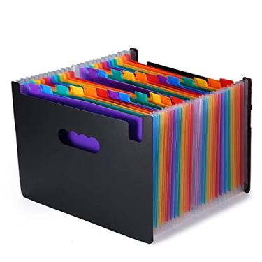 Imagem de Pasta de arquivo expansível A-Z com 24 bolsos – Organizador de armazenamento de documentos de recibo A5, carteira de arquivamento sanfonada de grande capacidade para fatura, cartão, papel de exame