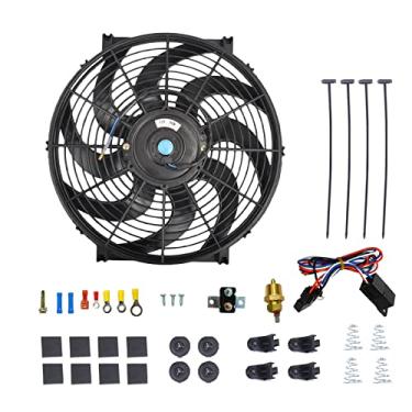Imagem de BATONECO Kit de relé de interruptor de fiação de termostato para radiador elétrico de 30,5 cm, ventilador de radiador de refrigeração de 12 V com 120 W 1000 CFM fino universal de alto desempenho (preto)