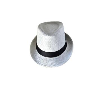 Imagem de Chapéu Panama Carnaval Festa Branco Com Fita Preta Fem/Masc