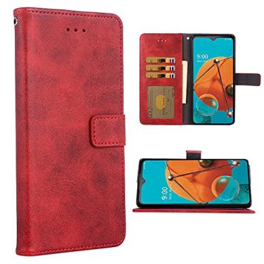 Imagem de Asuwish Compatível com LG K51/Reflect LTE/Q51 capa carteira alça de pulso couro flip capa suporte para cartão capas para celular LGK51 K 51 51K L555DL 2020 LGK51Phone LG51Capas vermelhas