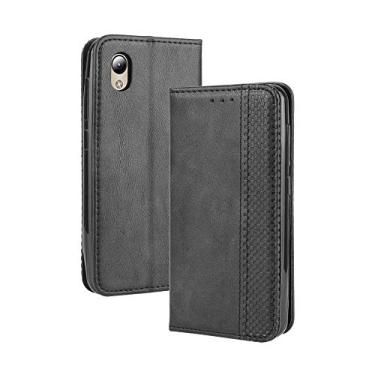 Imagem de Capa para ZTE Blade A3 Lite, carteira de couro com suporte para ZTE Blade A3 Lite, capa magnética retrô para celular, capa carteira com compartimentos para cartão