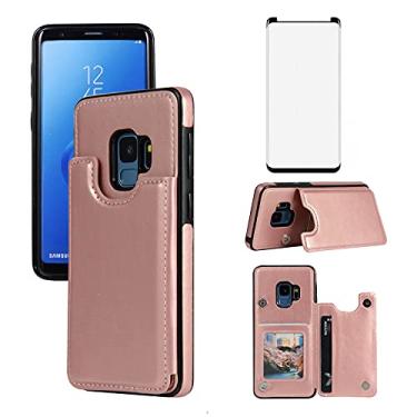 Imagem de Asuwish Capa carteira compatível com Samsung Galaxy S9 e protetor de tela de vidro temperado com suporte para cartão, acessórios de celular, capas de telefone flip de couro para Glaxay S 9 Edge 9S GS9