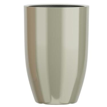 Imagem de Vaso Redondo Fibra De Vidro Vitrificado Madri 44cm Decorativo (Champagne)