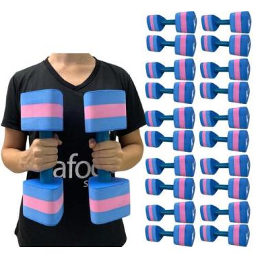 Imagem de 10 Pares Halteres Hidroginástica 100% EVA DF1092-R M Azul/Rosa Dafoca 