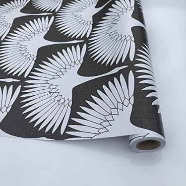 Imagem de Papel de parede preto e branco para contato com papel de parede autoadesivo removível decorativo à prova d'água para parede bancada, móveis, armário de cozinha, papel de remodelação 40 x 196 cm