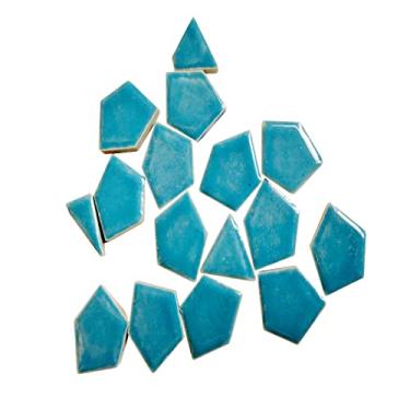 Imagem de Azulejos de cerâmica azul claro mosaico para artesanato, tamanhos grandes coloridos em forma de arte de mosaico suprimentos para banheiro vaso de flores mesas ao ar livre porta-copos - 200 g