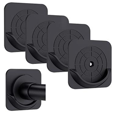 Imagem de Vidafelic Suportes adesivos para varão de cortina de chuveiro, pacote com 4 suportes para parede, retentor de haste de tensão de cortina de banheiro, varão, impermeável (haste não incluída)