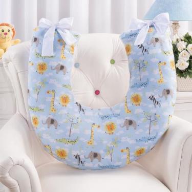 Imagem de Almofada Amamentação Travesseiro Multifunções Apoio De Bebê Firme e Ma