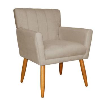 Imagem de Poltrona Sala de Estar Decorativa Cecília Suede Capuccino - Vallisa De