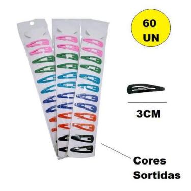 Imagem de Kit 60 Presilhas Cabelo Tic Tac 3cm Colorido Sortido - Lynx Produções 