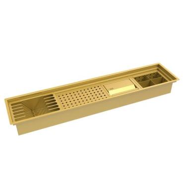 Imagem de Escorredor Embutido Calha Escorredora Úmida Inox Dourado 90cm - HZ