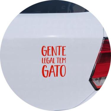 Imagem de Adesivo de Carro Frase Gente Legal Tem Gato - Cor Vermelho - Melhor Ad