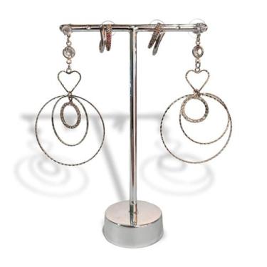 Imagem de Expositor Brinco Metal - PRATA - GRANDE - 6 furos - J&F