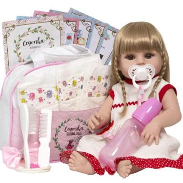 Imagem de Bebe Reborn Menina Loira Corpo de Vinil Siliconado + Itens - Cegonha R