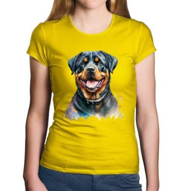 Imagem de Baby Look Algodão Cachorro Rottweiler - Foca na Moda, Amarelo, GGG