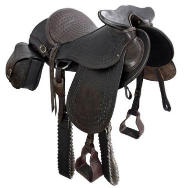 Imagem de Sela Australiana com cabeça e alforge SV33004 - Marrom Café - Selaria 