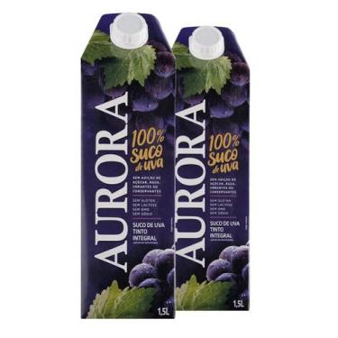 Imagem de Kit 2 Suco De Uva Aurora Tinto Integral Caixa 1,5l Cada