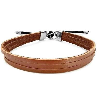 Imagem de Bracelete De Couro Masculino Marrom - Gafeno Acessórios, M