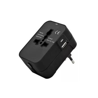 Imagem de Adaptador de tomada universal 150 países bivolt usb e type-c  - TONY