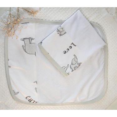 Imagem de Toalhinha de Boca Baby Malha Com 2 Peças - Tecebem, Cinza