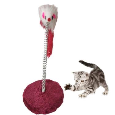 Imagem de Arranhador Gato Pet Ratinho Guizo Mola Felino Brinquedo Interativo Pelucia Macio Lazer Entretenimento Diversao Animal de Estimaçao