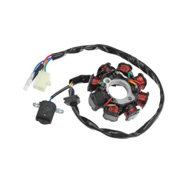 Imagem de Motoforti 5 fios 8 polos AC motocicleta ímã placa de estator bobina de ignição para motor 50cc 80cc GY6 para quadriciclo Go-Kart UTV Mini-bicicleta preta - Pacote com 1 longa duração