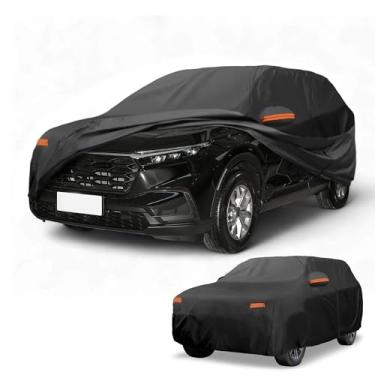 Imagem de Partuto Capa de carro à prova d'água para todos os climas, automotiva, externa, anti-UV, proteção contra chuva e sol, cobertura externa completa para Honda CR-V 190T-PU preta com tiras refletoras