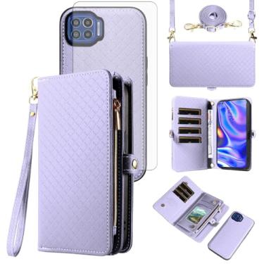 Imagem de Asuwish Capa de celular para Moto One 5G/One5G UW/Moto G G5 Plus com zíper carteira destacável com protetor de tela de vidro temperado alça flip compartimento para cartão Motorola One Lite XT2075-1