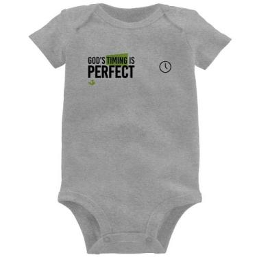 Imagem de Body Bebê God's timing is perfect - Foca na Moda, Cinza, M