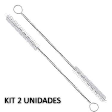 Imagem de Kit 2 Escova de limpeza de canudo Cerdas Nylon Haste Inox Flexível 21c