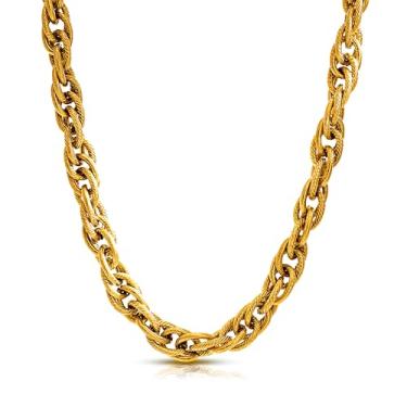 Imagem de ceres paris Colar de corrente cubana banhada a ouro 18K – colares banhados a ouro para mulheres, joias femininas modernas para elegância diária ou ocasiões especiais, Ouro amarelo, Sem Pedra Preciosa