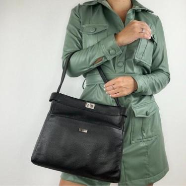 Imagem de Bolsa recuo em couro legítimo b.990, Preto