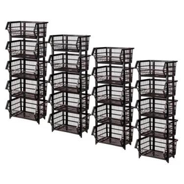 Imagem de Cesto Empilhável Expositor Organizador Preto 20 Unidades - The Black T