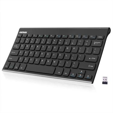 Imagem de Teclado Inox Slim Sem Fio c/ Bateria Recarregável p/ pc, Smart TV e Windows 10/8/7/Vista/XP