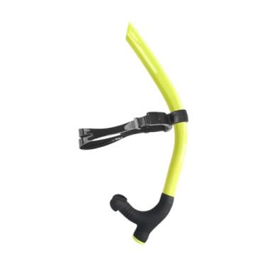 Imagem de Deevoka Bocal de silicone de snorkel de natação mergulho confortável para usar nadadores adultos válvula de purga de maneira única Centro frontal montado, Amarelo