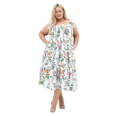 Imagem de City Chic Vestido feminino plus size - estampa midi de camada Haven, Island Fl, 48