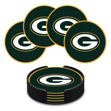 Imagem de Rico Industries NFL Football Green Bay Packers Classic Favorites: Conjunto de porta-copos de PVC (pacote com 4)