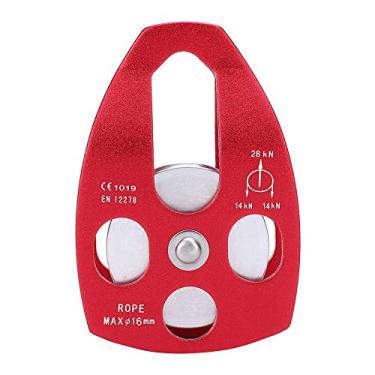 Imagem de Polia GRCFUMO 1 PC, Polia de resgate grande certificada, 30kn Grande Polia única Placa lateral deslizante para resgate para escalada ao ar livre Trabalho aéreo (Vermelho)