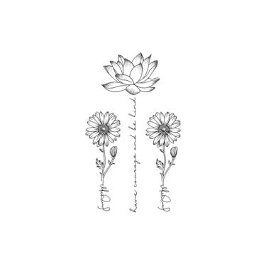 Imagem de Tatuagens de melhores amigas, lótus, girassol, tatuagens de sol, resistentes à água, resistentes, duram de 1 a 2 semanas, aparência de tatuagem real,18 x 11 cm