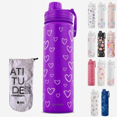 Imagem de KIT Garrafa Térmica Gocase Original Premium Estampas 650ml com saquinh
