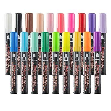 Imagem de Marcadores de giz para bistrô Marvy Uchida | Marcadores de giz líquido para quadro-negro, placas, janelas, quadros-negros, vidro, bistrô | Todas as 19 cores básicas, neon e pastel, ponta de ponta de 6 mm