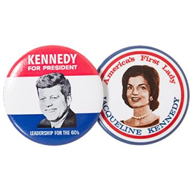 Imagem de John F. Kennedy – Botão de réplica histórica de campanha para presidente e Jackie 1960 3,8 cm