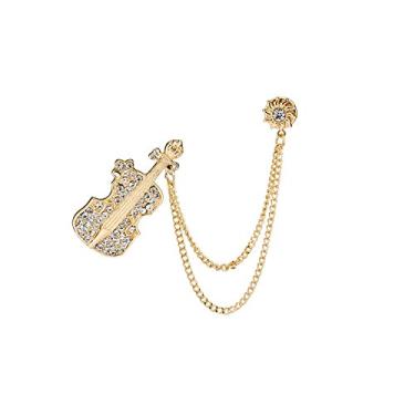 Imagem de Knightthood Swarovski Violino e Golden Sunshine corrente para pendurar lapela crachá de lapela para presente de casamento, festa, coleira, acessórios, broche para homens