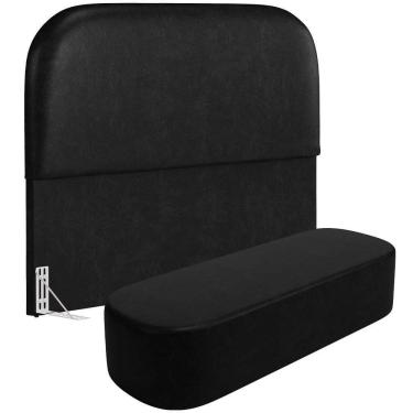Imagem de Cabeceira Cama Box King 195cm Lanna Com Puff Recamier Doha W01 Couríssimo Preto - Lyam...