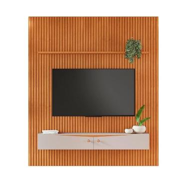 Imagem de Painel Ripado Riso 2,40cmx2,07cm Candian Nicho Jcm Movelaria Cinamomo Com Off White