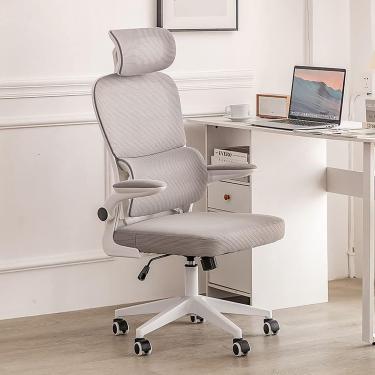 Imagem de Cadeira de escritório em casa com rodas e apoio às costas, cadeiras de mesa de malha de msh alta