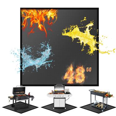 Imagem de Youlvy Tapete Quadrado Para Fogueira/Grelha De 48" À Prova Fogo, D'Água E Óleo, 4 Camadas Proteção Lareira Churrasco, Deck, Pátio, Carvão Externo, Defumadores, Piso Madeira, Churrasqueiras A Gás